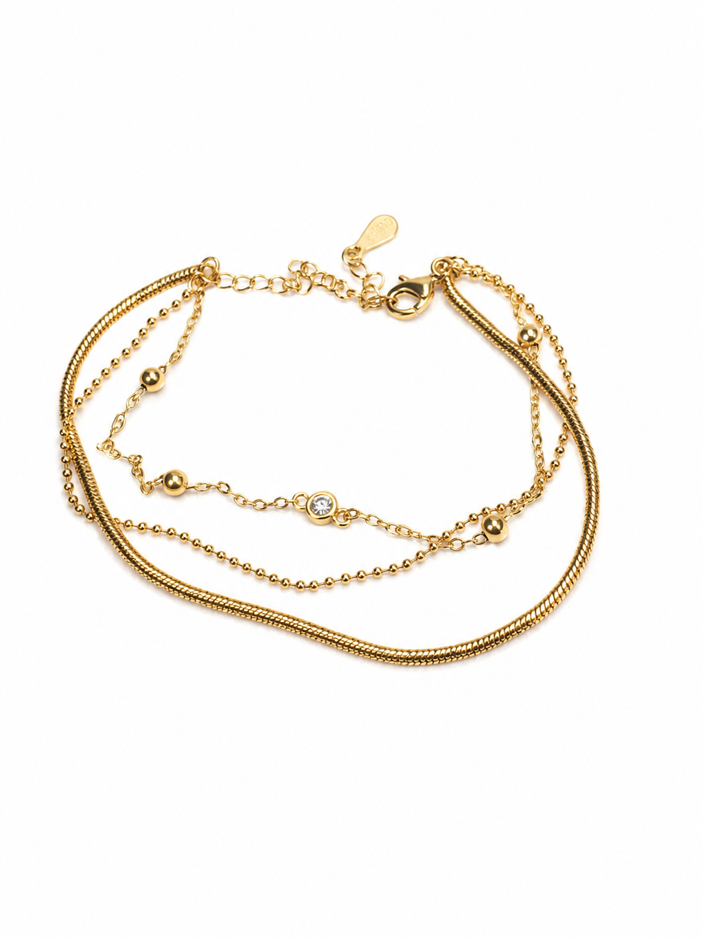 Tri Layered Gold Bracelet