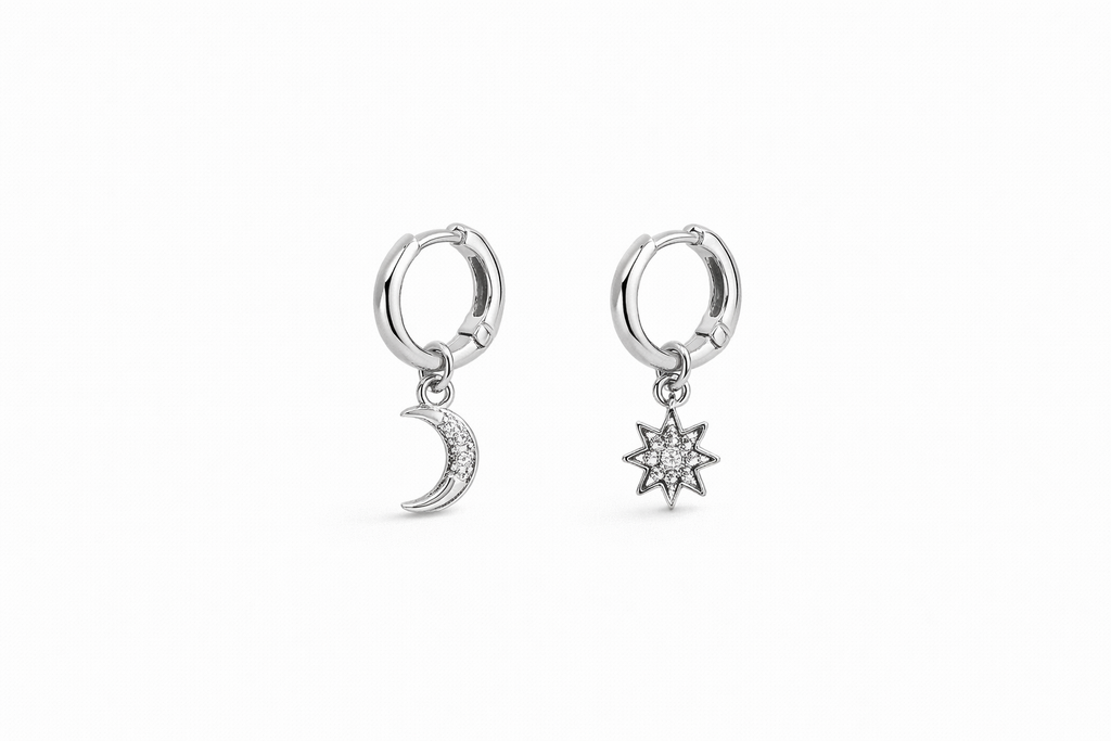Celeste Moon & Star Hoop Earrings