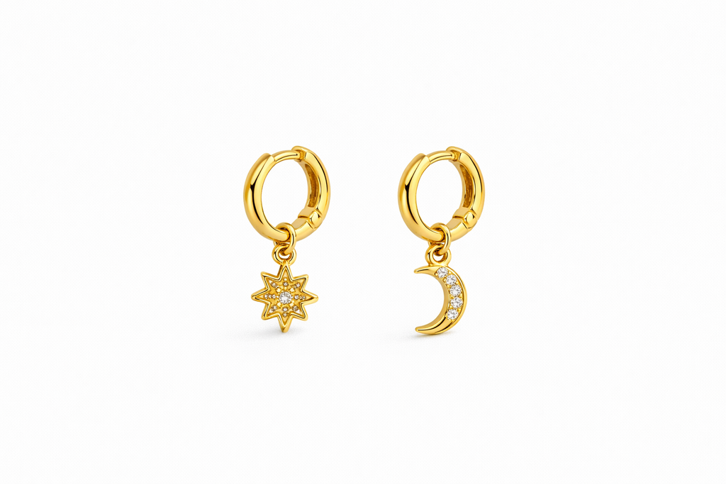 Celeste Moon & Star Hoop Earrings