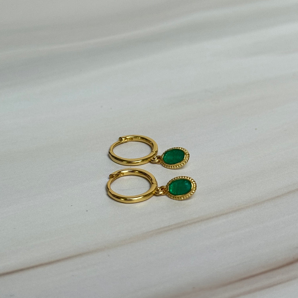 Emerald Gold Hoops