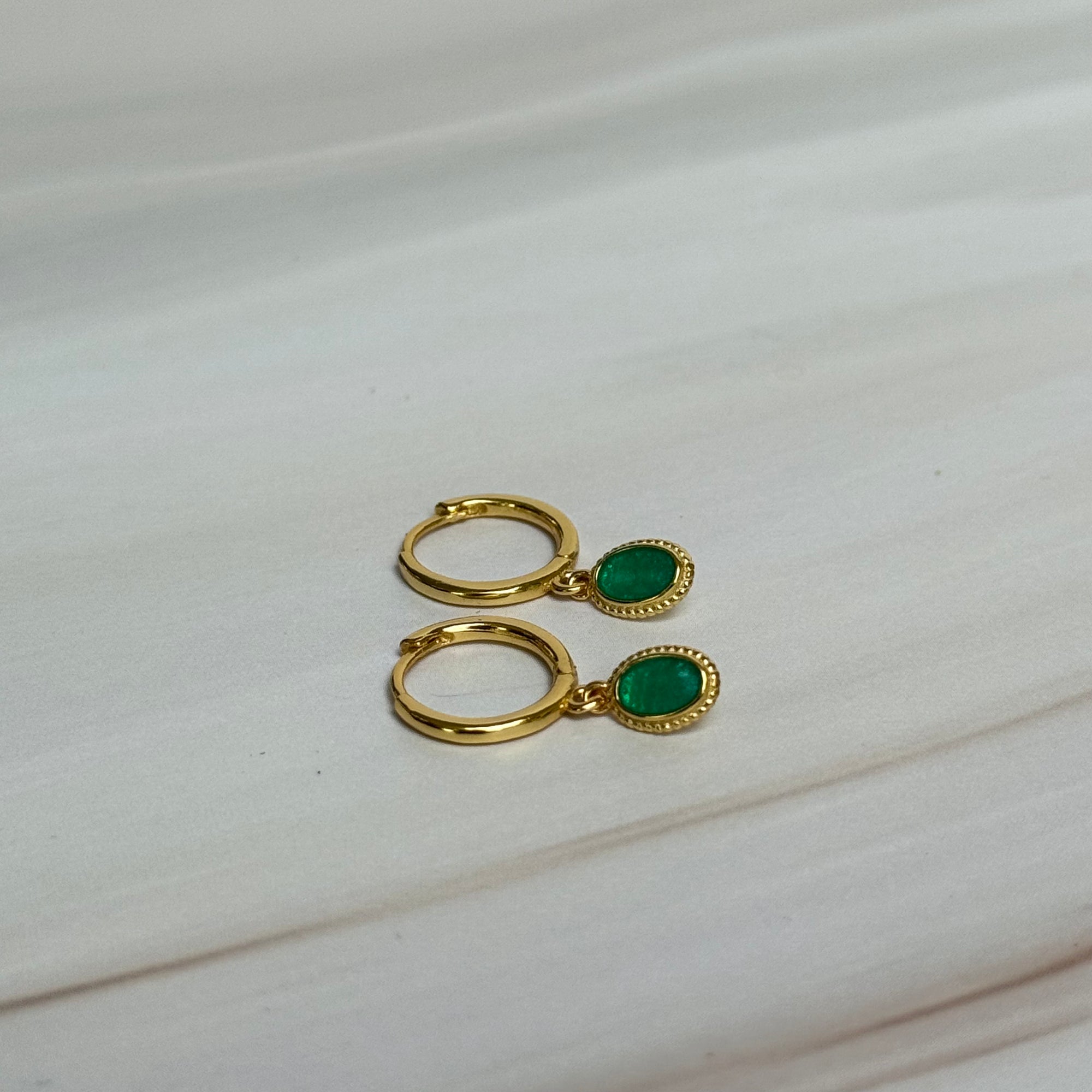 Emerald Gold Hoops