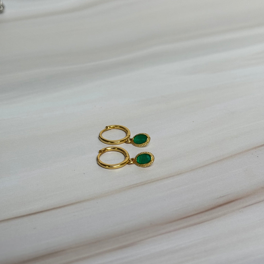 Emerald Gold Hoops
