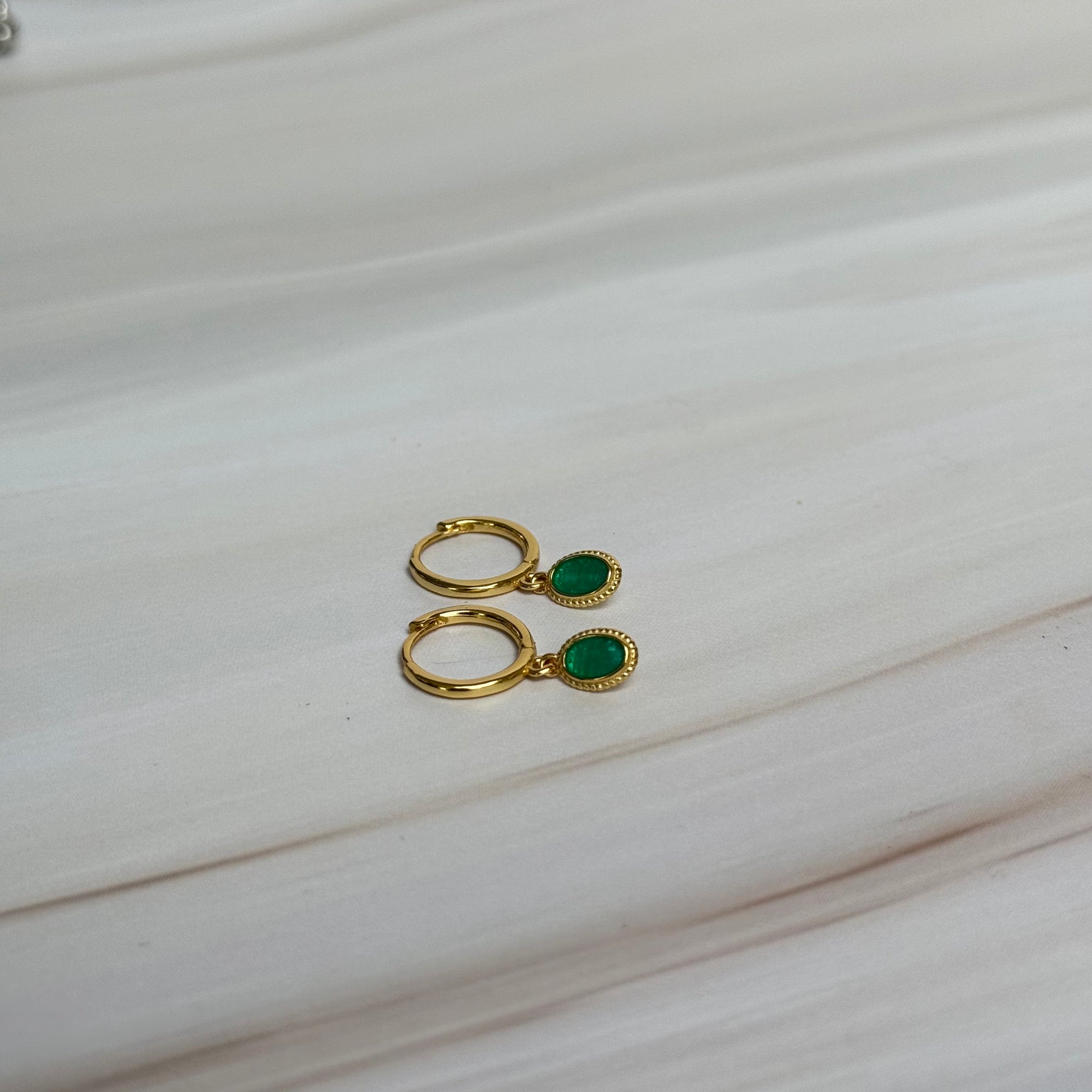 Emerald Gold Hoops