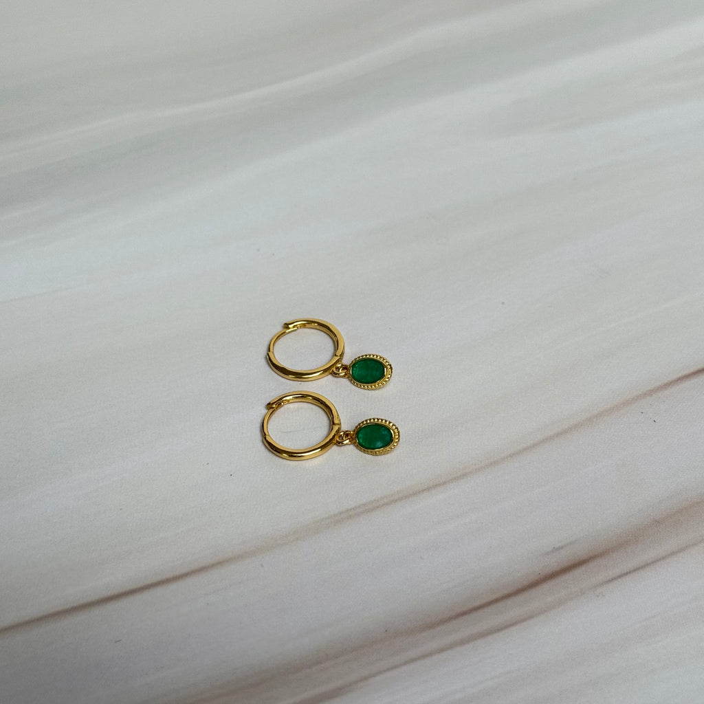 Emerald Gold Hoops